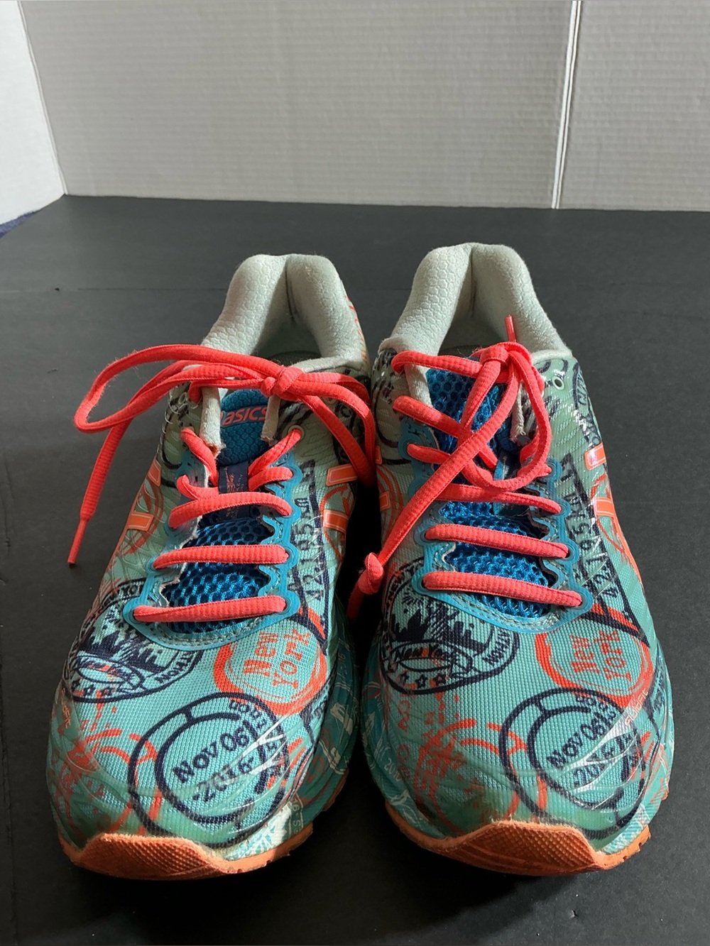 ASICS Kids Teal and Coral Graphic Sneakers - Picture 1 of 8